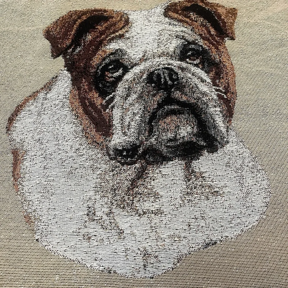 English Bulldog Woven Tapestry Wall Hanging Framable Art